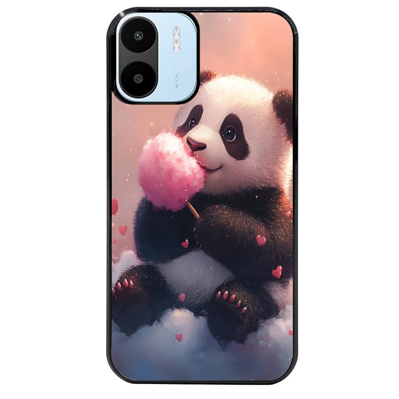 Coque noire taperso pour Redmi A1 et A2 avec motif panda bonbon protection antichoc personnalisée