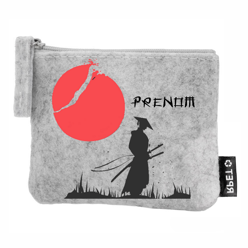 Porte monnaie personnalisé samourai japan en feutrine en feutrine