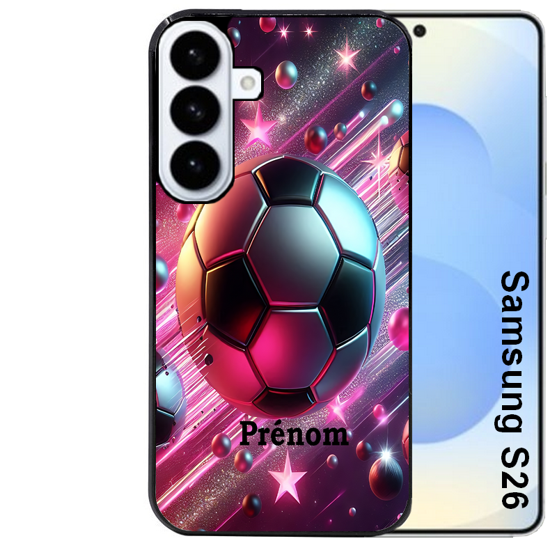 Coque noire taperso pour galaxy S26 et PLUS ULTRA FE avec motif foot etoile personnalisee protection antichoc personnalisée