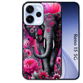 Coque noire taperso pour OPPO Reno 15 et F FS 5G avec motif elephant et fleurs protection antichoc personnalisée