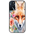 Coque noire taperso pour OPPO A16 et A16S avec motif renard fox et fleurs protection antichoc personnalisée