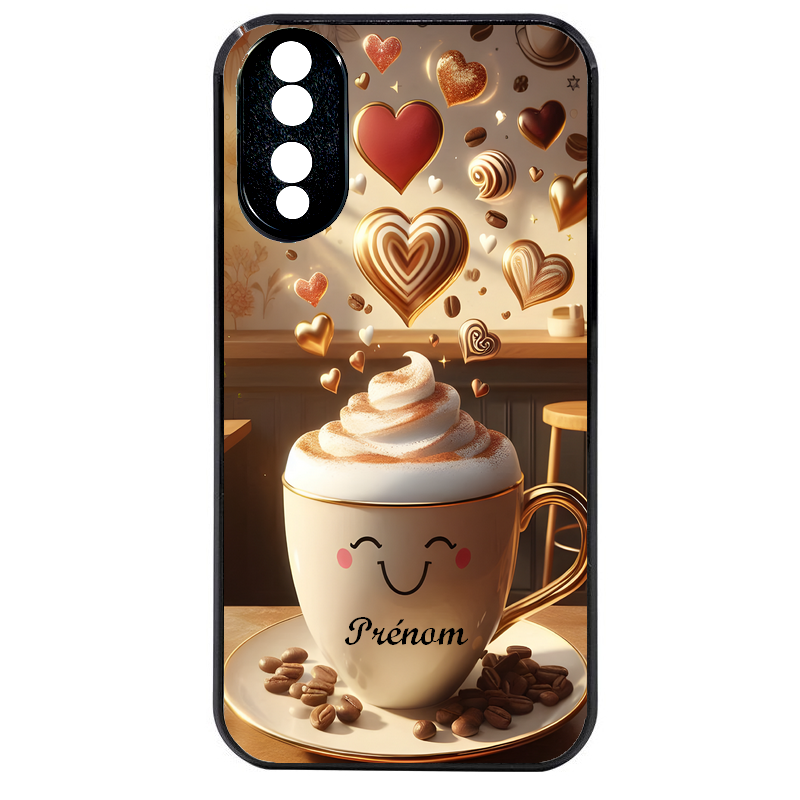 Coque noire taperso pour Honor 70 LITE 90 et LITE avec motif cafe love morning personnalise protection antichoc personnalisée