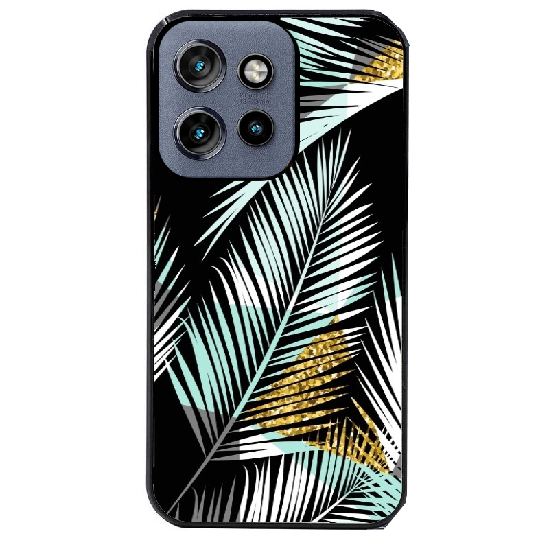 Coque noire taperso pour Moto Edge 60 et Neo Fusion Pro avec motif palmier noir protection antichoc personnalisée