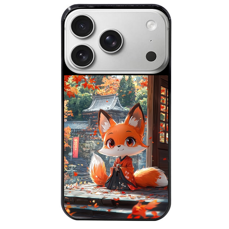 Coque noire taperso pour Iphone 17 17E AIR MAX PRO avec motif renard et fox anime protection antichoc personnalisée
