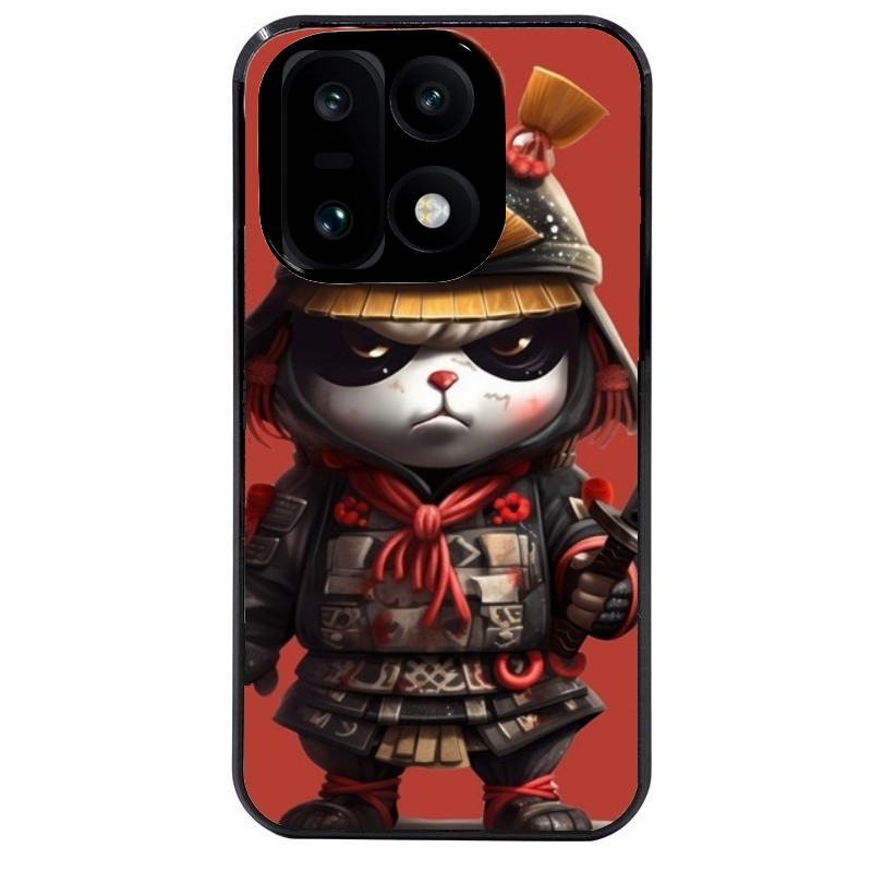 Coque noire taperso pour OnePlus 15 avec motif panda et samourai protection antichoc personnalisée