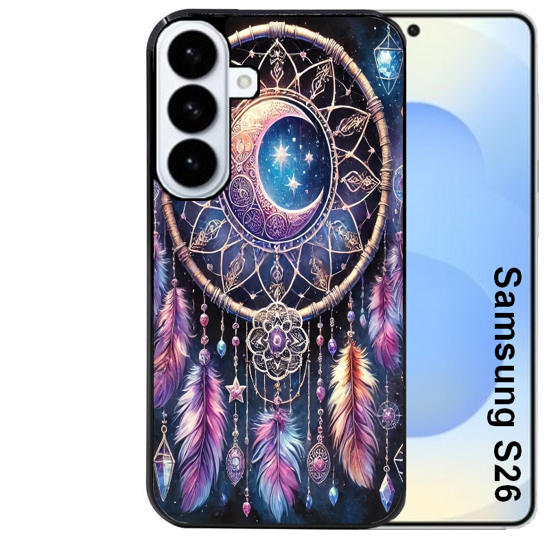 Coque noire taperso pour galaxy S26 et PLUS ULTRA FE avec motif dreamcatcher et lune protection antichoc personnalisée