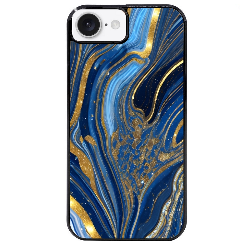 Coque noire taperso pour Iphone 17 17E AIR MAX PRO avec motif marbre bleu agathe protection antichoc personnalisée