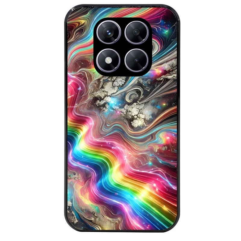 Coque noire taperso pour Redmi Note 14 et PRO PLUS 4G 5G avec motif marbre arc en ciel protection antichoc personnalisée