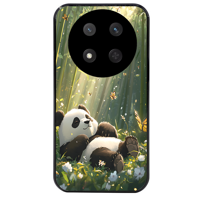 Coque noire taperso pour Magic 7 LITE et PRO avec motif panda bambou protection antichoc personnalisée