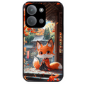 Coque noire taperso pour POCO C85 avec motif renard et fox anime protection antichoc personnalisée