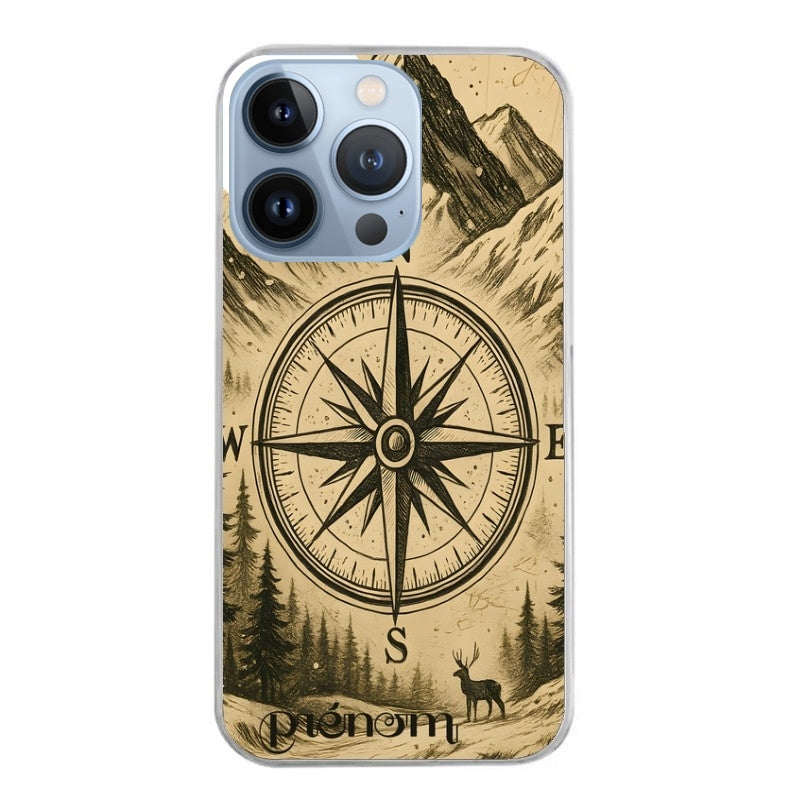 Coque taperso pour Iphone 11 et PRO PRO MAX avec motif voyage et boussole protection antichoc personnalisée