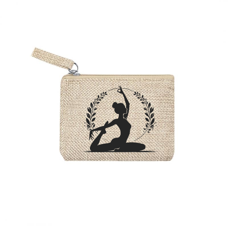 Pochette personnalisée yoga zen en jute et doré en jute et doré
