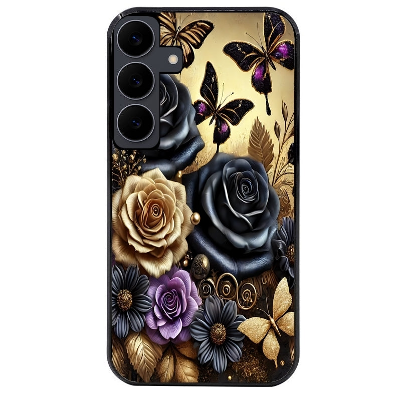 Coque noire taperso pour galaxy A06 A16 A26 A36 A56 avec motif papillon gothic protection antichoc personnalisée