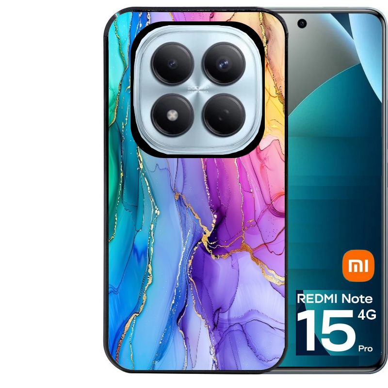 Coque noire taperso pour Redmi Note 15 et PRO PLUS 4G 5G avec motif marbre tie dye protection antichoc personnalisée