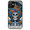 Coque noire taperso pour OPPO A5 PRO 4G et 5G avec motif tete de mort drama queen protection antichoc personnalisée