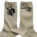 Chaussettes personnalisées paillettes doré motif boho et plumes