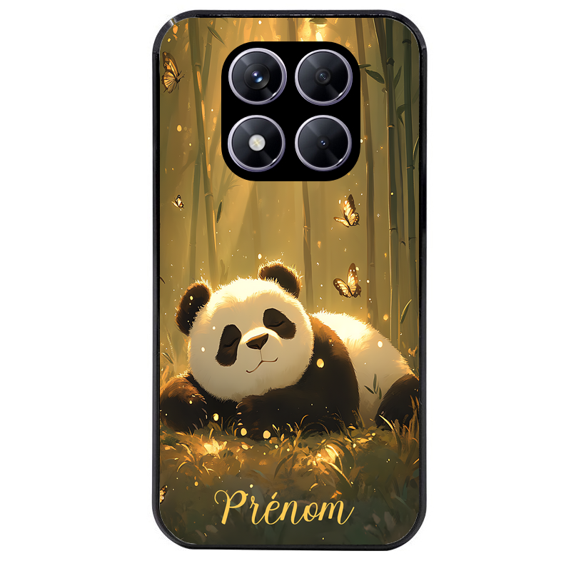 Coque noire taperso pour Redmi Note 14 et PRO PLUS 4G 5G avec motif panda et papillon personnalisee protection antichoc personnalisée