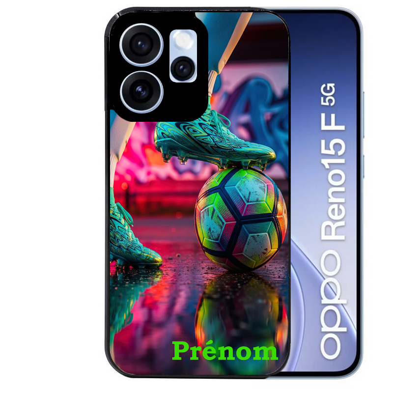 Coque noire taperso pour OPPO Reno 15 et F FS 5G avec motif foot controle personnalisee protection antichoc personnalisée