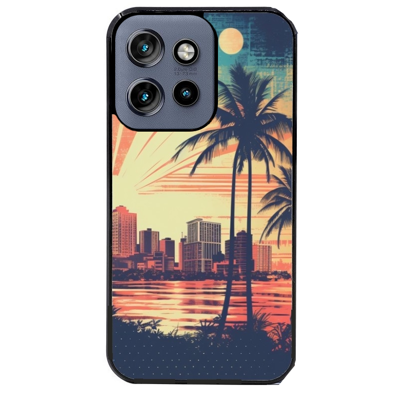 Coque noire taperso pour Moto Edge 60 et Neo Fusion Pro avec motif hawaii retro protection antichoc personnalisée