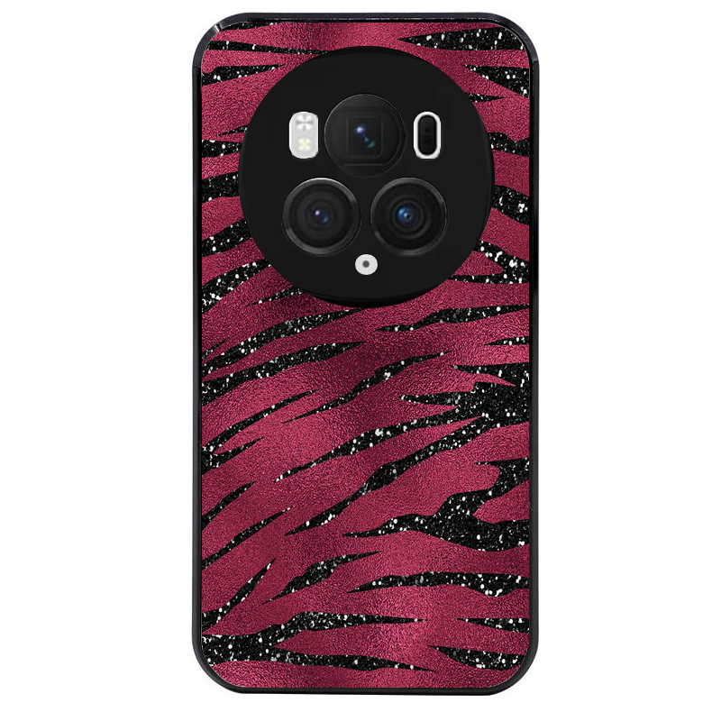 Coque noire taperso pour Magic 5 6 LITE et PRO avec motif zebre grenat protection antichoc personnalisée