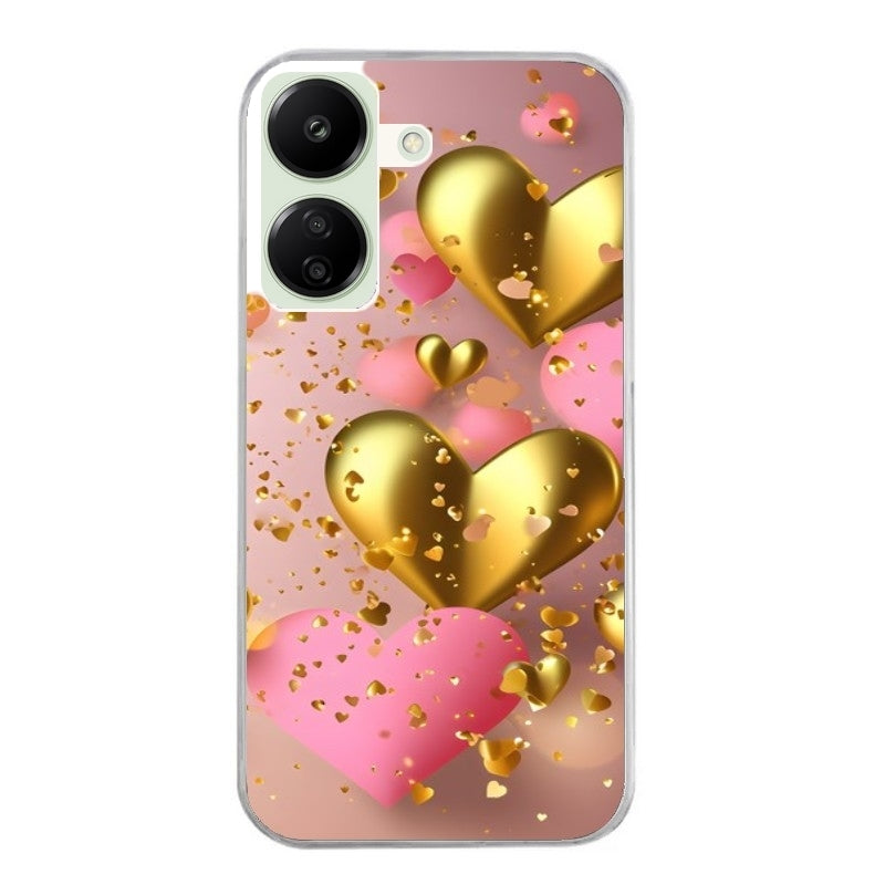 Coque taperso pour POCO C65 4G avec motif coeur rose protection antichoc personnalisée