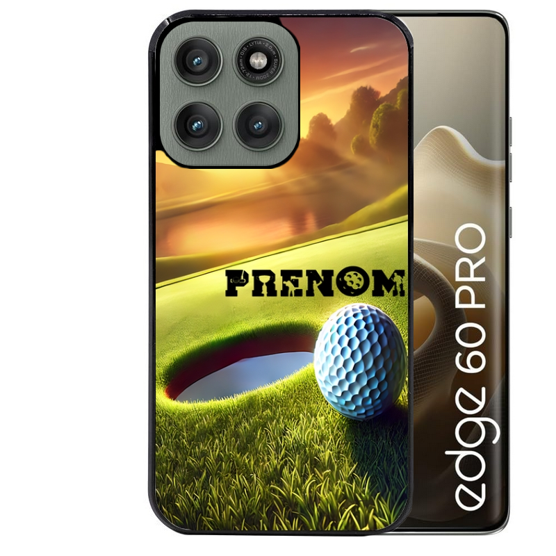 Coque noire taperso pour Moto Edge 60 et Neo Fusion Pro avec motif golf personnalisee protection antichoc personnalisée