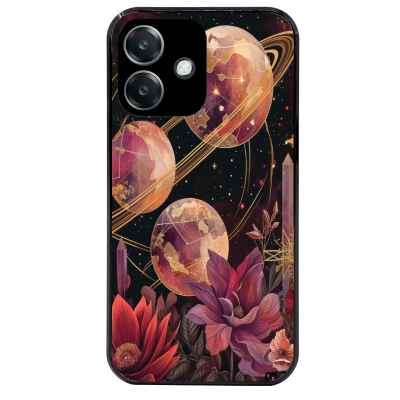 Coque noire taperso pour OPPO A40 avec motif astro et fleurs protection antichoc personnalisée