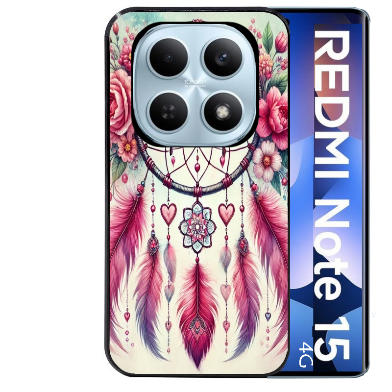 Coque noire taperso pour Redmi Note 15 et PRO PLUS 4G 5G avec motif dreamcatcher et papillon protection antichoc personnalisée