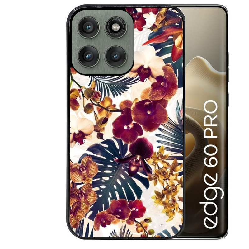 Coque noire taperso pour Moto Edge 60 et Neo Fusion Pro avec motif jungle couleurs d'automne protection antichoc personnalisée
