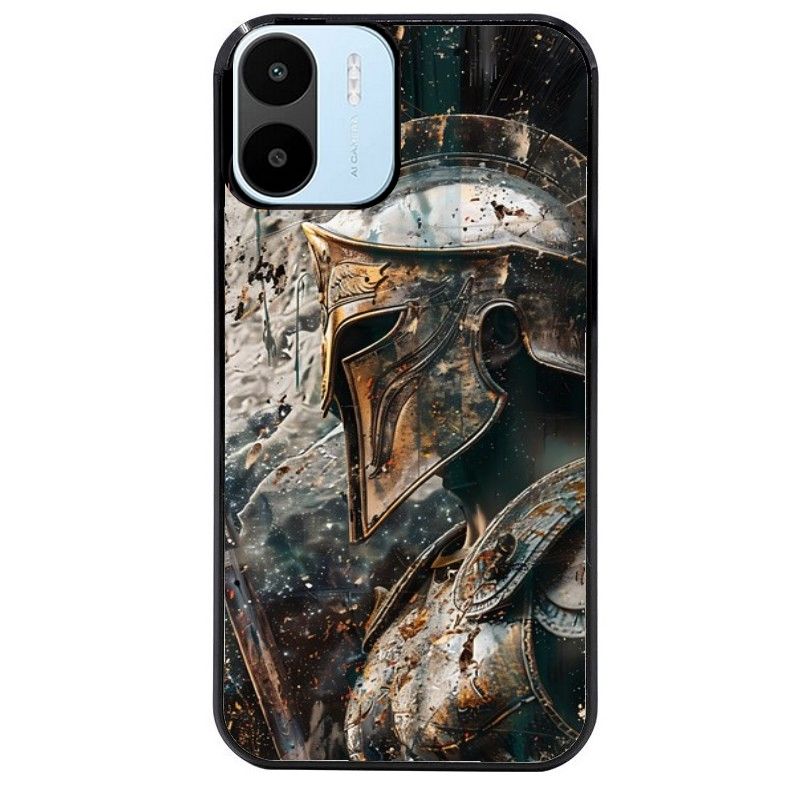 Coque noire taperso pour Redmi A1 et A2 avec motif spartan guerrier protection antichoc personnalisée