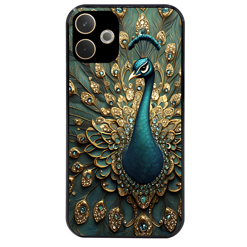 Coque noire taperso pour OPPO A5 PRO 4G et 5G avec motif paon bijoux protection antichoc personnalisée