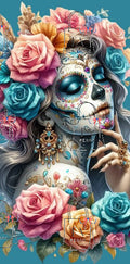 Tête de mort calavera bleu