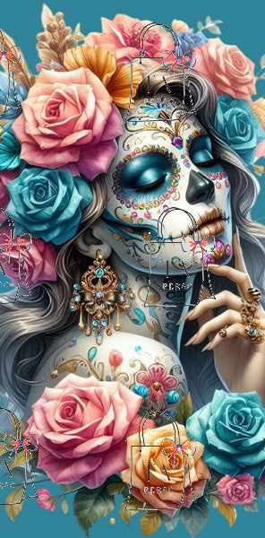 Tête de mort calavera bleu