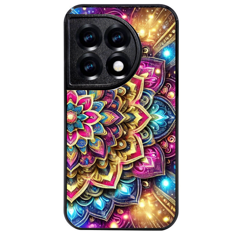 Coque noire taperso pour OnePlus 11 et 12 avec motif mandala 2 protection antichoc personnalisée