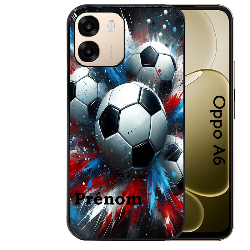Coque noire taperso pour OPPO A6 A6X 4G et 5G avec motif foot tricolore personnalisee protection antichoc personnalisée