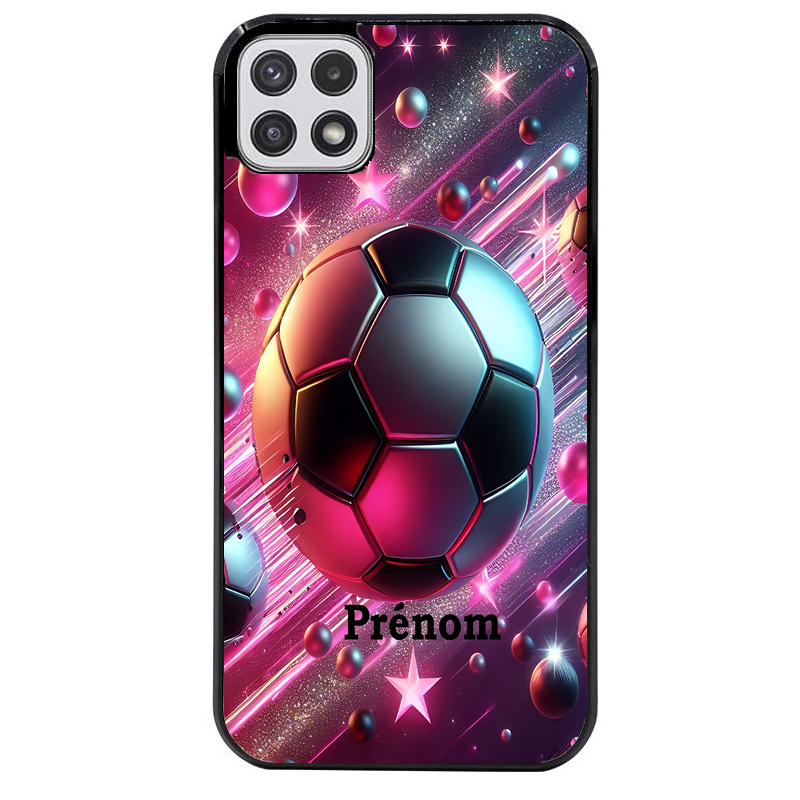 Coque noire taperso pour galaxy A22 A32 A52 A52S 4G 5G  avec motif foot etoile personnalisee protection antichoc personnalisée