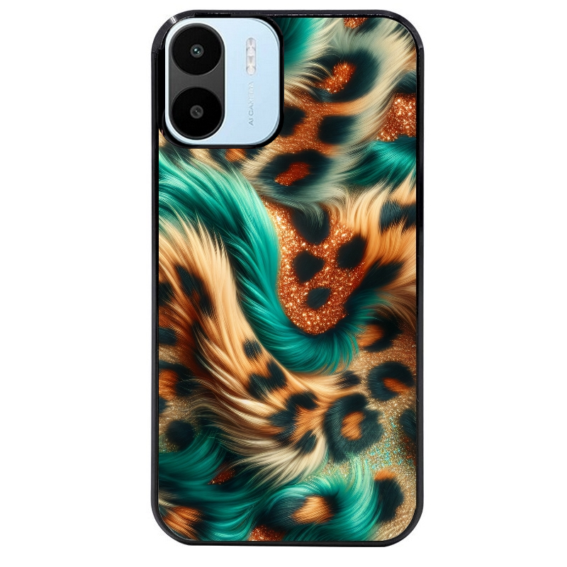 Coque noire taperso pour Redmi A1 et A2 avec motif effet fourrure leopard 3 protection antichoc personnalisée