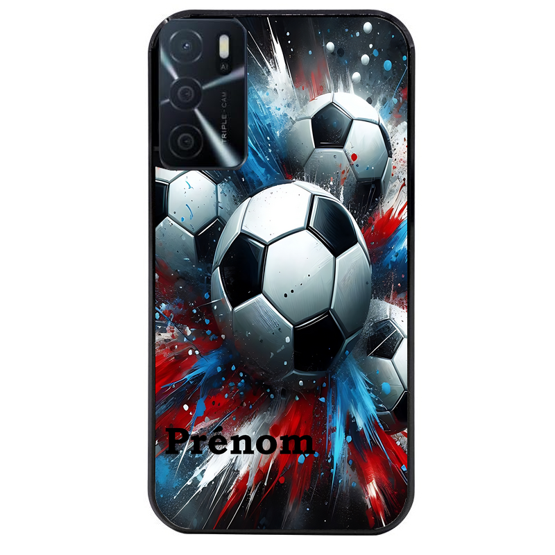 Coque noire taperso pour OPPO A16 et A16S avec motif foot tricolore personnalisee protection antichoc personnalisée