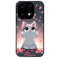 Coque noire taperso pour OnePlus 15 avec motif chat anime avec votre prenom protection antichoc personnalisée