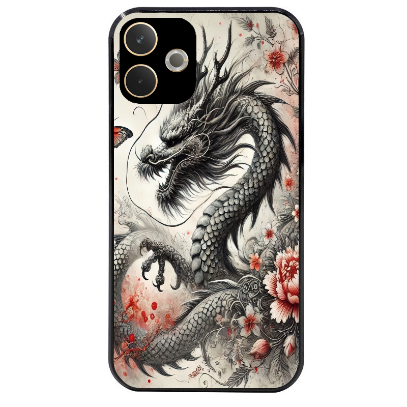 Coque noire taperso pour OPPO A5 PRO 4G et 5G avec motif dragon japan protection antichoc personnalisée