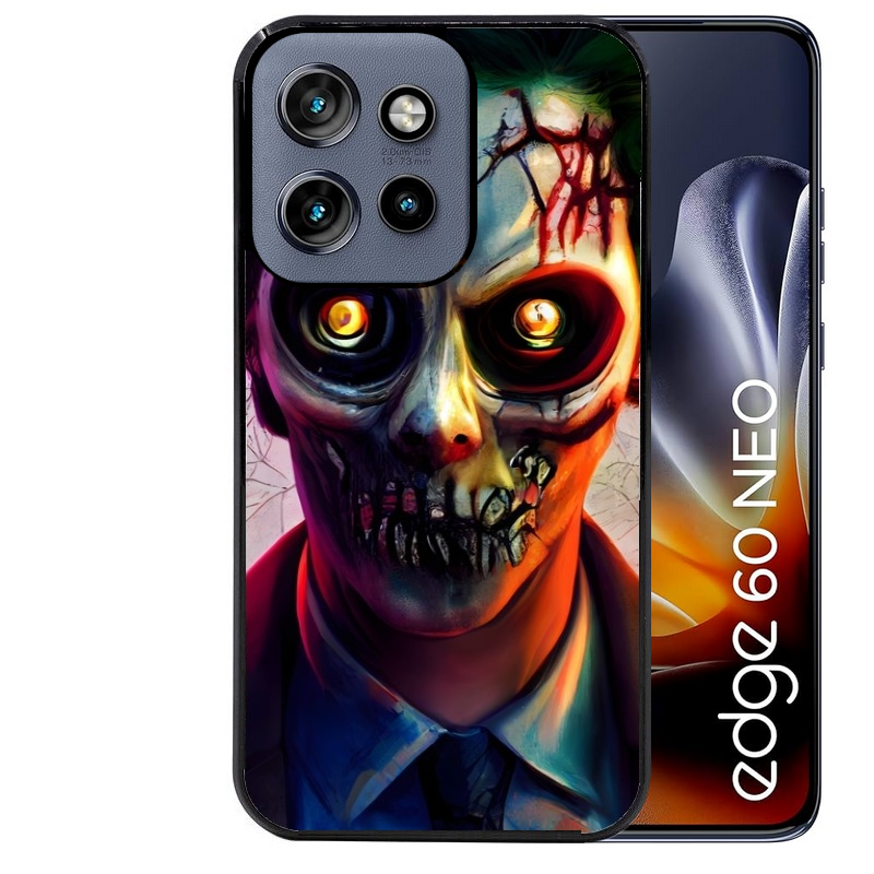 Coque noire taperso pour Moto Edge 60 et Neo Fusion Pro motif joker style zombie protection antichoc personnalisée