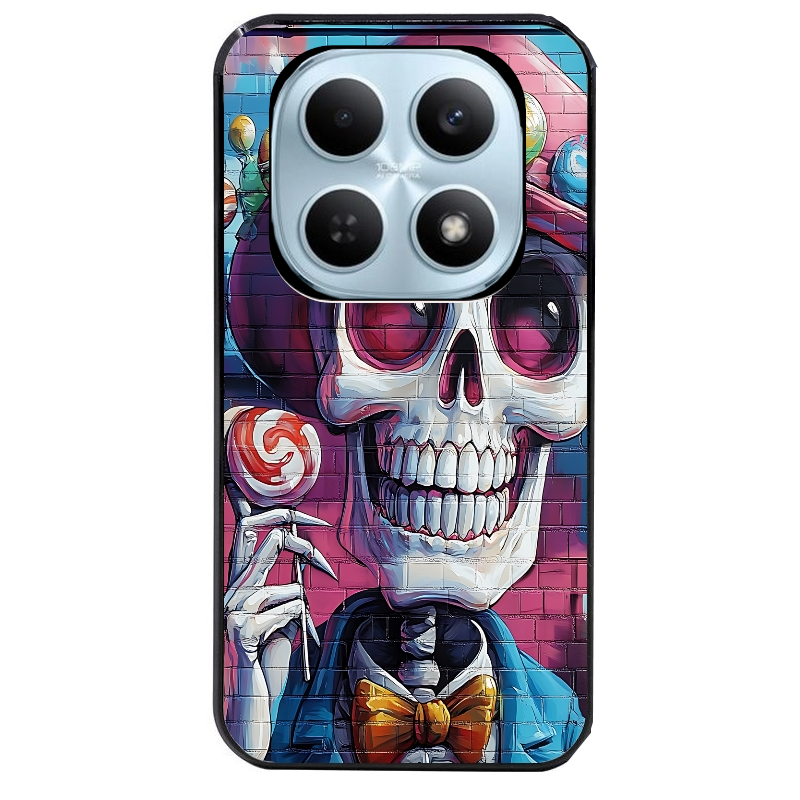 Coque noire taperso pour POCO M8 5G et PRO 5G avec motif tete de mort tag protection antichoc personnalisée