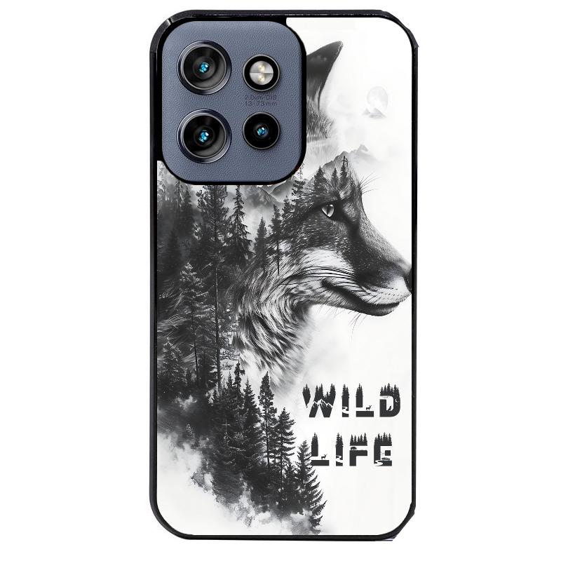 Coque noire taperso pour Moto Edge 60 et Neo Fusion Pro avec motif renard fox wild protection antichoc personnalisée