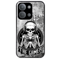 Coque noire taperso pour POCO C85 avec motif tete de mort gamer beton protection antichoc personnalisée