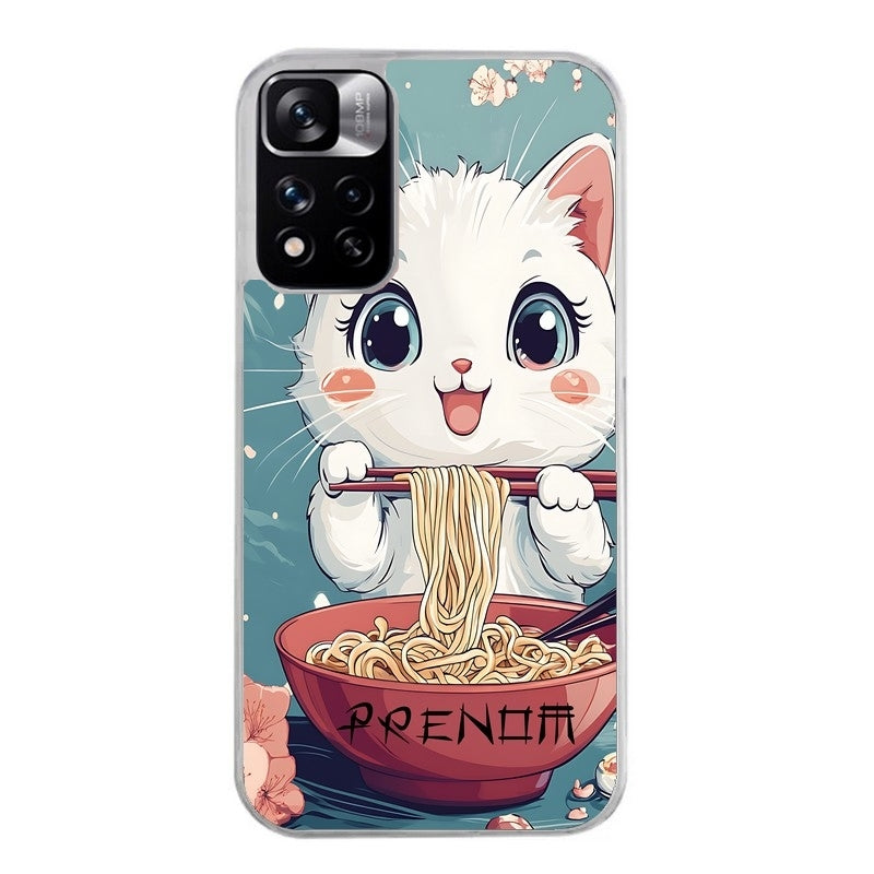 Coque taperso pour Redmi Note 10 4G 5G PRO 10S avec motif chat ramen cerisier protection antichoc personnalisée