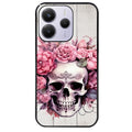 Coque noire taperso pour Redmi Note 14 et PRO PLUS 4G 5G avec motif tete de mort floral protection antichoc personnalisée