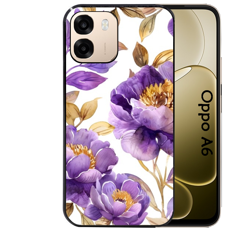 Coque noire taperso pour OPPO A6 A6X 4G et 5G avec motif fleur pivoine protection antichoc personnalisée