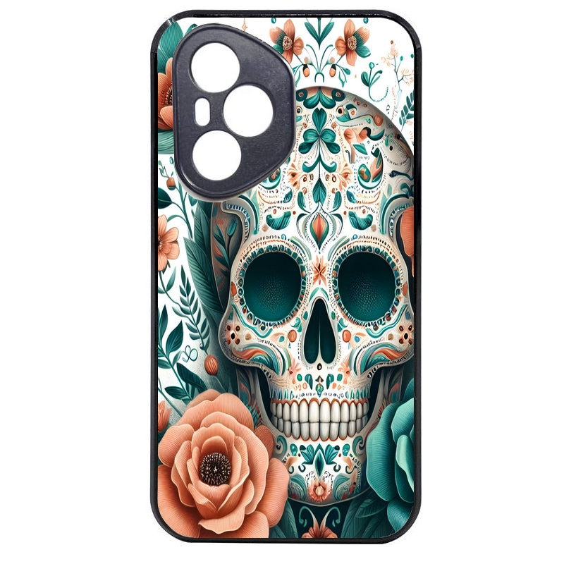 Coque noire taperso pour Honor 400 et Lite Pro Smart avec motif mort mexicaine turquoise protection antichoc personnalisée