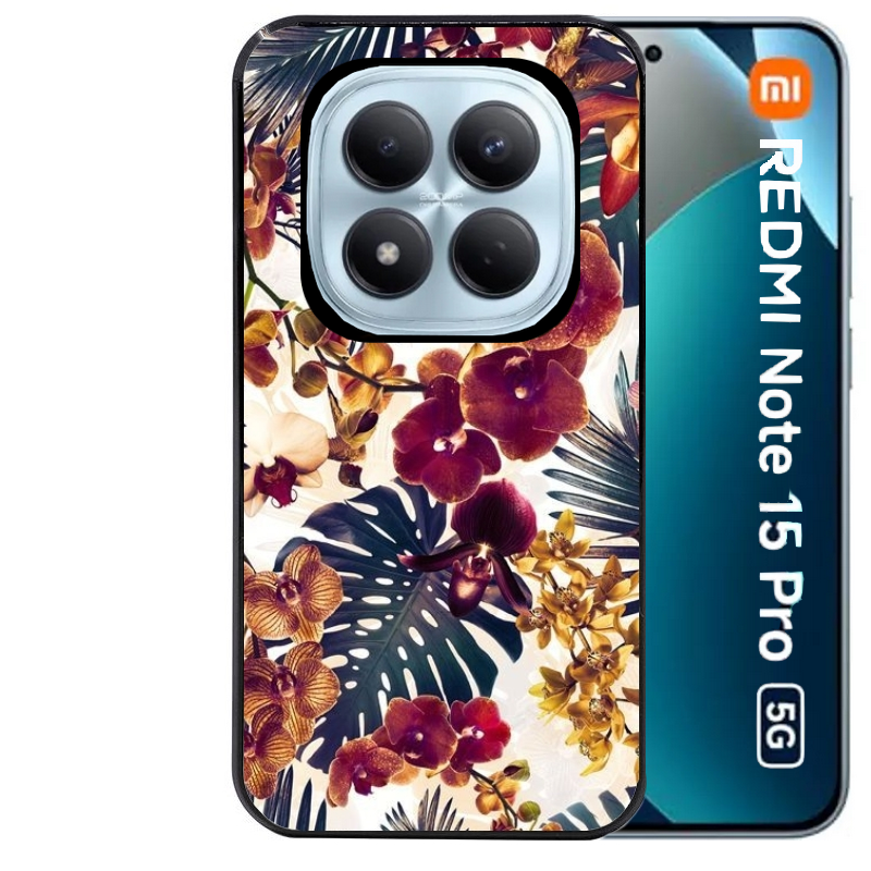 Coque noire taperso pour Redmi Note 15 et PRO PLUS 4G 5G avec motif jungle couleurs d'automne protection antichoc personnalisée