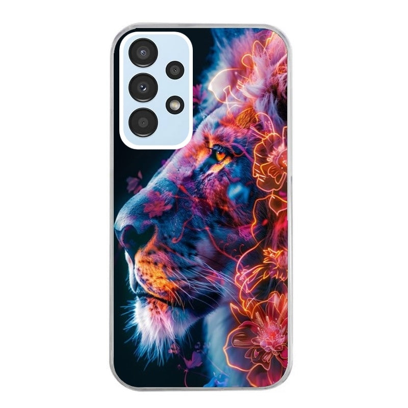 Coque taperso pour Galaxy A13 4G et 5G A23 A53 avec motif lion fluo protection antichoc personnalisée
